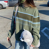 Patchwork Striped Knit Sweater-Outfit