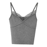 Spice Girls White Lace Ribbon Vest Women's Spring And Summer New Style Design Slimming With Short-Style