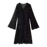 Fongt Women's Wear 2024 Summer New Lace Embroidered Hollowed-Out Dress-Outfit