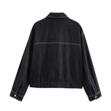 Fongt 2025 New Set Jacket Jacket Denim Effect Folding Trousers Design Sense