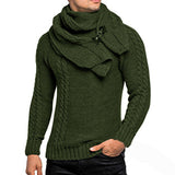 Fongt New Wish Men's Long Sleeve Scarf Can Be Dismantled Slim Jumper Knit Sweater