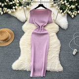 Fongt Dress Women 2025 Spring And Summer New Temperament High-End Side Open Fork Elastic Tight Babes Skirt
