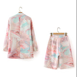 New Double-Breasted Graffiti Personality Casual Suit Coat Graffiti Trousers Suit-Outfit