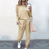 Women 2 Piece Set Loose Comfortable Simple Style Solid Color Long Sleeve Casual Suit Clothes 2020 top Spring