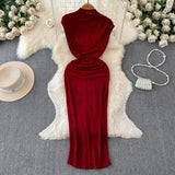 Fongt Goddess Of The Royal Sister Dress Fan Temperament Heart Folds To Receive The Waist Thin Long Bag Of The Hip Skirt