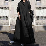 Fongt Women's New Dress Solid Color Sweet Retro Long-Sleeved Collar Loose Swing Dress