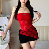 Fongt Summer New Women's Lace Strapless Design Sense Shows Thin Temperament Light Ripe Wind Top-Outfit