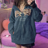Hard Rock Graphic Zip Up Hoodie-Outfit