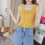 Fongt Summer New Vest Sling Women Wear A Sexy Wooden Ear