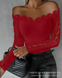 One-Word Shoulder Lace Top-ODL1836 Series-Outfit