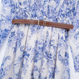 New Spring Style With Belt Laminated Decorative Print Dress 2298077-Outfit