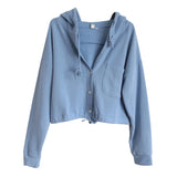 Fongt New Thin Hoodie Korean Version Loose Versatile Cardigan High Waist Jacket Short French Languid Lazy Wind Coat Female-Outfit