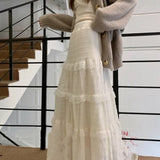 Fairy Lace Patchwork Maxi Skirt-Outfit