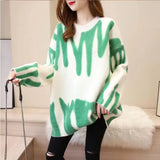 Stripes Knitting Women's Pullovers Sweater Drop Shoulder Long Sleeve Loose Sweaters 2021 Autumn Winter Lady Fashion
