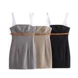 Fongt Sling Splicing Short Dress Commuter Assembly Woman 2025 New Products