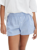 Women Front Button Shorts Loose Casual Elastic High Waist Plaid/Striped Print Lounge Shorts Going Out Short Pants New-Outfit