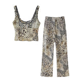 Summer Animal Print Blouse 7989400 Straight Trousers 8017402-Outfit