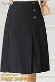 Skirts Elegant Office Lady High Street 2023 Spring OL Korean Style Button Midi A-Line Skirt Women Work Wear Falda