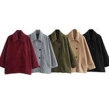 Fongt Women's Explosive Single-Dbutton Clasp-Butled Loose Wool Jacket Jacket