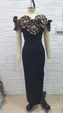 New Independent Design Shoulder Three-Dimensional Flowers Decorated With Elegant Sexy Black Banding Evening
