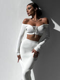 Fongt Tight Knitted Set Autumn/Winter 2023 New Women's Long-Sleeved Sweater Skirt