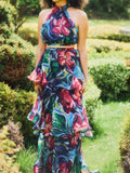 Fongt Fashion Hanging Neck Tie Dye Design Fluffy Cake Dress In Autumn 2025