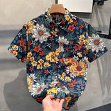 Fongt Short Sleeve Flower Shirt Men's Summer 2025 New Premium Sense Hawaiian Beach Half-Sleeved Shirt Youth Shirt
