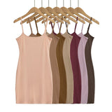 Trend Women's Solid Color Flat Thread Suspender Dress Summer New Elastic Bag Hip Skirt Short Skirt-Outfit