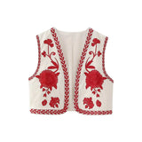 Fongt 2025 New Women's Clothing Embroidered Tard Vest