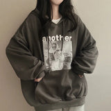 Vintage Print Oversized Hoodie-Outfit