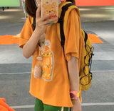 Aesthetic Cartoon Print Oversized T-shirt-Outfit