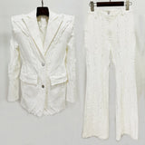 Fongt New Star Fashion Thick Shoulder Pad Tuxedos Denim Jacket Jeans