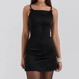 Satin Bow Strap Mini Dress-Outfit