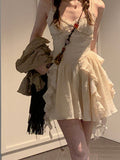 Vintage Two Piece Dress Set Women Summer Chiffon Elegant Kawaii Suit Female Korean Fashion Casual Fairy Dress Suit