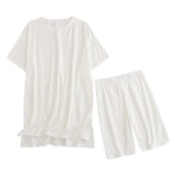 2021 Summer Women's Set 95% Cotton Suit Oversized Sets Long T-shirt Legging Shorts Suits High Quality