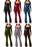 Fongt Women's Long-Sleeved Giose Waist-High-Legged Jump-Suited Jump-Suited Jump-Suited Trousers