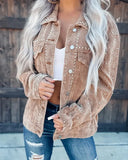 Fongt Fall 2024 New Casual Fashion Corduroy Rivet Long Sleeve Jacket 22273-Outfit