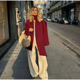 Fongt Women's Explosive Single-Row Buckle Scarf Hair Coat