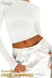 Women T-shirt Crop Tops Harajuku Spring Fall Clothes Long Sleeve Crew Neck Solid Slim Ladies Top Thumb Holes for Daily