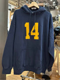 Women Navy Cotton Number14 Printed Sweatshirts 2023 Fall Vintage Hooded Long Sleeves Sweatshirts Female Loose Pullovers-Outfit