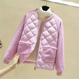Short Cotton Jacket Women Autumn Winter Lambswool Splice Parka Loose Warm Outerwear Female Cotton-Padded Jackets Thin