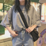 Tee Shirt 7 Solid Color Basic T-shirts Women Casual Harajuku Summer long white black Tops Korean Hipster White T
