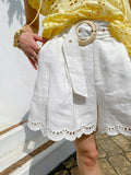 Fongt New French Embroidered Cotton Shorts Women White Southern Oil Holiday Casual Pants Women's