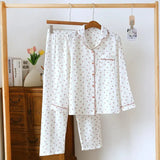 Women's 100% Cotton Gauze Pajama Sets Polka Dot Print Sleepwear Female 2 Piece Set Nightwear Lady Pyjamas Loungewear