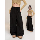 Fongt Wide-Leg Sweatpants Elastic Waist Logo Loose Versatile Air Pants Parachute Paratroop Cargo Pants-Outfit