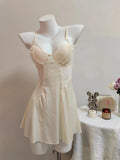Fongt Pyjamas French Girl Skating Silk Splicing Lace Sling Pyjamas Pyjamas Ambiance Pyjamas Homewear