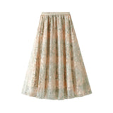 Fongt Embroidered Embroidered Waist-Up Double-Layer Mesh Dress Mid-Summer New Temperament Skirt Half-Dress Dress 1928