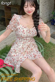 Floral Dress Women Backless Vintage Elegant Temper French Stylish Aesthetics Gentle Design Платье Женское Sweet Fashion