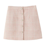 Tweed Pearl Button Sleeveless Tank Top And Mini Skirt Set-Outfit