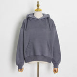 Casual Solid Sweatshirt For Women Hooded Collar Long Sleeve Hollow Out Minimalist Sweatshirts Female Fashion